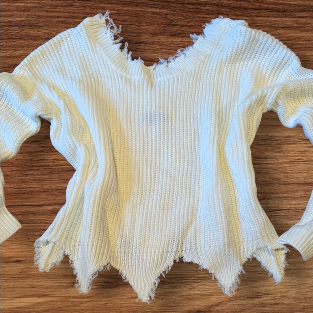 NWOT White Knit Sweater - Picture 4 of 8